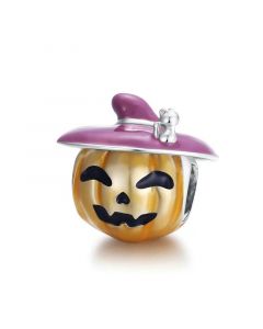 925 Sterling Silver Charms,Charms for Pandora Bracelet,Enamel Witch Hat Halloween Pumpkin Charm,Charms for Bracelet,Fit Pandora Charms