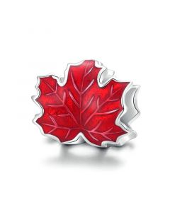 925 Sterling Silver Charms,Fit Pandora Charms,Charms for Bracelet,Red Enamel Maple Leaves Charm,Charms for Pandora Bracelet