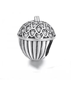 Lucky Pine Cone Charm Clear CZ,Charms for Pandora Bracelet,Fit Pandora Charms,925 Sterling Silver Charms,Charms for Bracelet