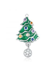 Christmas Tree Colorful CZ Pendant Charm,Charms for Bracelet,Charms for Pandora Bracelet,Fit Pandora Charms,925 Sterling Silver Charms