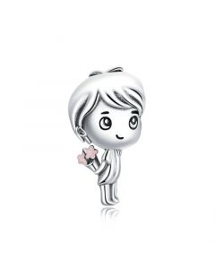 Fit Pandora Charms,925 Sterling Silver Charms,Charms for Bracelet,Charms for Pandora Bracelet,Little Boy Flower Charm
