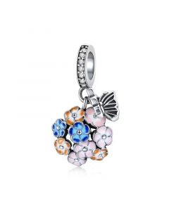 Fit Pandora Charms,Charms for Pandora Bracelet,925 Sterling Silver Charms,Charms for Bracelet,Colorful Garden Flower Pendant Charm