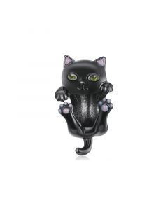 Fit Pandora Charms,Cartoon Black Gold Cat Charm,Charms for Pandora Bracelet,Charms for Bracelet,925 Sterling Silver Charms