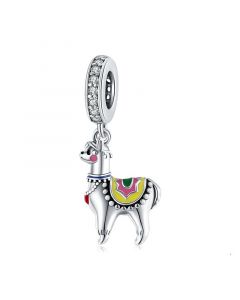 Fit Pandora Charms,Charms for Pandora Bracelet,Charms for Bracelet,Cute Multicolor Alpaca Pendant Charm,925 Sterling Silver Charms