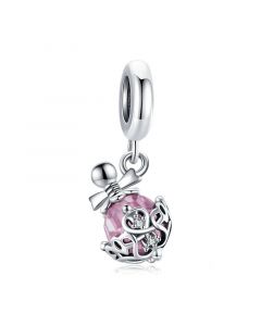 Fit Pandora Charms,Charms for Pandora Bracelet,Vintage Perfume Bottle Pink CZ Dangle Charm,925 Sterling Silver Charms,Charms for Bracelet