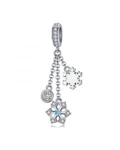 Charms for Bracelet,Charms for Pandora Bracelet,Fit Pandora Charms,925 Sterling Silver Charms,Winter Snowflake Clear CZ Pendant Charm