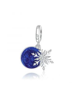 Night Sky Snowflake Pendant Charm,925 Sterling Silver Charms,Charms for Bracelet,Fit Pandora Charms,Charms for Pandora Bracelet