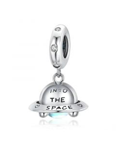 Charms for Pandora Bracelet,Little Spaceship Clear CZ Dangle Pendant Charm,Charms for Bracelet,Fit Pandora Charms,925 Sterling Silver Charms