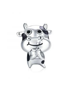Charms for Bracelet,Fit Pandora Charms,925 Sterling Silver Charms,Charms for Pandora Bracelet,Little Cow Black Enamel Bead Charm