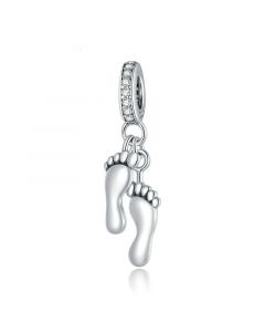 Fit Pandora Charms,Charms for Pandora Bracelet,Little Feet Dangle Foot Pendant Charm,925 Sterling Silver Charms,Charms for Bracelet