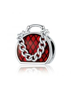 Fit Pandora Charms,925 Sterling Silver Charms,Red Enamel Charming Handbag Charm,Charms for Pandora Bracelet,Charms for Bracelet