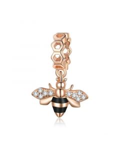 Fit Pandora Charms,Rose Pave CZ Bee Dangle Charm,Charms for Pandora Bracelet,Charms for Bracelet,925 Sterling Silver Charms