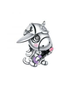 Charms for Bracelet,Charms for Pandora Bracelet,925 Sterling Silver Charms,Fit Pandora Charms,Fun Pony Enamel Music Guitar Charm