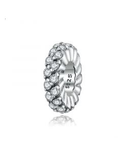 Sparkling Pave CZ Spacer Bead Charm,925 Sterling Silver Charms,Charms for Bracelet,Charms for Pandora Bracelet,Fit Pandora Charms