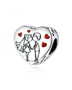 Fit Pandora Charms,Charms for Bracelet,925 Sterling Silver Charms,Red Enamel Heart Love Time Charm,Charms for Pandora Bracelet