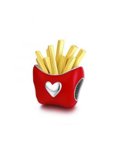 Fries Red Enamel Bead Charm,Fit Pandora Charms,Charms for Bracelet,Charms for Pandora Bracelet,925 Sterling Silver Charms