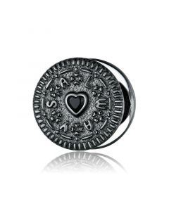 Charms for Pandora Bracelet,Charms for Bracelet,Sandwich Biscuit Black CZ Heart Charm,925 Sterling Silver Charms,Fit Pandora Charms