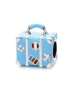 Blue Enamel Suitcase Charm,Fit Pandora Charms,Charms for Bracelet,925 Sterling Silver Charms,Charms for Pandora Bracelet