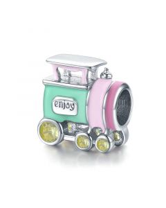 Charms for Pandora Bracelet,925 Sterling Silver Charms,Charms for Bracelet,Fit Pandora Charms,Colorful Enamel CZ Train Bead Charm