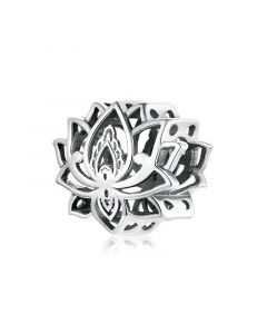 Charms for Bracelet,925 Sterling Silver Charms,Blooming Lotus Flower Bead Charm,Charms for Pandora Bracelet,Fit Pandora Charms
