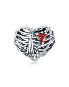 Charms for Bracelet,Fit Pandora Charms,925 Sterling Silver Charms,Red CZ Beating Heart Charm,Charms for Pandora Bracelet