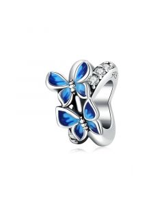 Fit Pandora Charms,Charms for Bracelet,Charms for Pandora Bracelet,925 Sterling Silver Charms,Spring Flying Butterfly CZ Spacer Charm