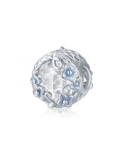 925 Sterling Silver Charms,Charms for Bracelet,Clear Glass Blue Flower Charm,Charms for Pandora Bracelet,Fit Pandora Charms
