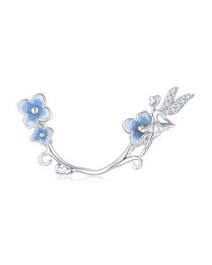 Fit Pandora Charms,Blue Flower Fairy CZ Charm,Charms for Bracelet,925 Sterling Silver Charms,Charms for Pandora Bracelet