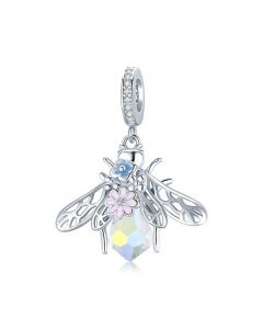 Charms for Pandora Bracelet,925 Sterling Silver Charms,Colorful Bee Clear Quartz Dangle Charm,Charms for Bracelet,Fit Pandora Charms