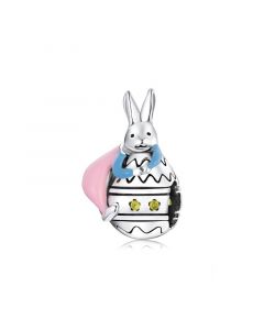 Charms for Pandora Bracelet,Charms for Bracelet,Fit Pandora Charms,925 Sterling Silver Charms,Miss Rabbit Egg Colorful Enamel Charm