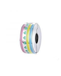 Fit Pandora Charms,Charms for Pandora Bracelet,Triangle Symbol Colorful Enamel Stopper Clip Charm,925 Sterling Silver Charms