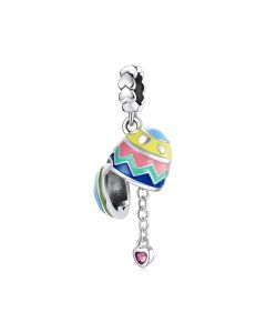 Charms for Bracelet,Charms for Pandora Bracelet,Colorful Lucky Egg Pink Heart Dangle Charm,Fit Pandora Charms,925 Sterling Silver Charms