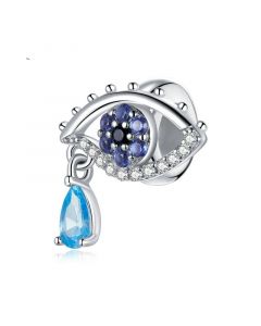 Fit Pandora Charms,925 Sterling Silver Charms,Charms for Pandora Bracelet,Charms for Bracelet,Blue Tears of Eyes CZ Dangle Charm