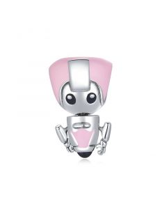 Charms for Pandora Bracelet,Girl Stylish Pink Robot Dangle Charm,Charms for Bracelet,925 Sterling Silver Charms,Fit Pandora Charms