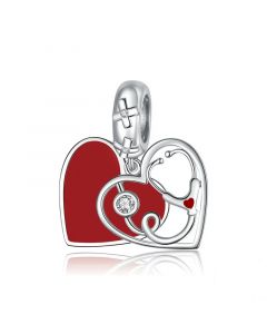Charms for Pandora Bracelet,Fit Pandora Charms,925 Sterling Silver Charms,Stethoscope with Heart Pendant Charm,Charms for Bracelet