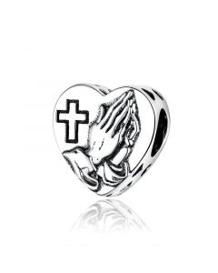 Fit Pandora Charms,Charms for Bracelet,Pray For Love Heart Charm,925 Sterling Silver Charms,Charms for Pandora Bracelet