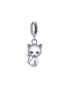 Fit Pandora Charms,Charms for Pandora Bracelet,Charms for Bracelet,Cute Blue Eyes Cat Pendant Charm,925 Sterling Silver Charms