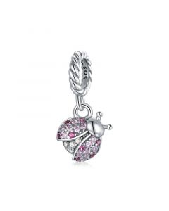 925 Sterling Silver Charms,Charms for Bracelet,Charms for Pandora Bracelet,Fit Pandora Charms,Ladybug CZ Pave Pendant Charm