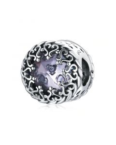 Charms for Pandora Bracelet,Beauty Forever Love Purple Zircon Charm,Fit Pandora Charms,925 Sterling Silver Charms,Charms for Bracelet