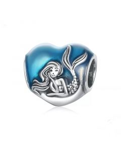 Dream Mermaid Heart Blue Charm,Charms for Pandora Bracelet,Charms for Bracelet,925 Sterling Silver Charms,Fit Pandora Charms