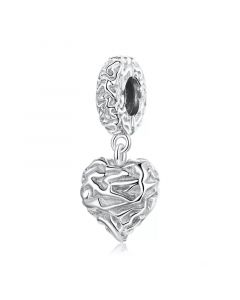 925 Sterling Silver Charms,Charms for Bracelet,Charms for Pandora Bracelet,Fit Pandora Charms,Love Folds Heart Dangle Charm