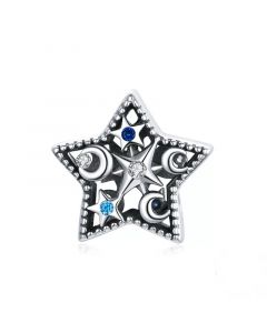 925 Sterling Silver Charms,Charms for Pandora Bracelet,Star Moon CZ Bead Charm,Charms for Bracelet,Fit Pandora Charms