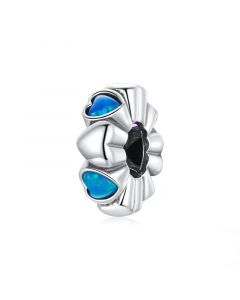 Charms for Bracelet,Blue Opal Heart Spacer Bead Charm,925 Sterling Silver Charms,Charms for Pandora Bracelet,Fit Pandora Charms
