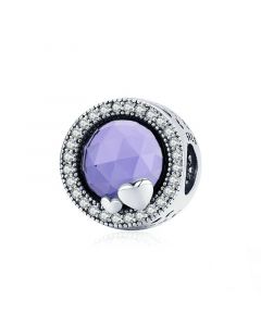 Charms for Pandora Bracelet,Fit Pandora Charms,Charms for Bracelet,925 Sterling Silver Charms,Magic Purple CZ Love Heart Charm