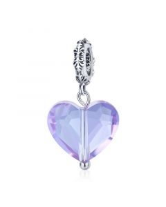Fit Pandora Charms,Purple Heart Zircon Crystal Fairy Tale Love Pendant Charm,925 Sterling Silver Charms,Charms for Pandora Bracelet