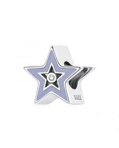 Charms for Pandora Bracelet,925 Sterling Silver Charms,Fit Pandora Charms,Purple Enamel Twinkle Shining Star Zircon Charm