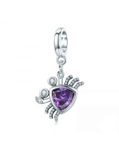 Fit Pandora Charms,925 Sterling Silver Charms,Charms for Bracelet,Lovely Crab Purple CZ Pendant Charm,Charms for Pandora Bracelet
