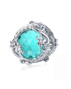 925 Sterling Silver Charms,Fit Pandora Charms,Charms for Bracelet,Charms for Pandora Bracelet,Ocean Green CZ Bead Charm