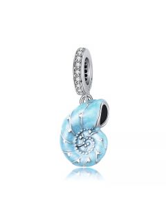 Charms for Pandora Bracelet,Fit Pandora Charms,Charms for Bracelet,Light Blue Conch Pendant Charm,925 Sterling Silver Charms