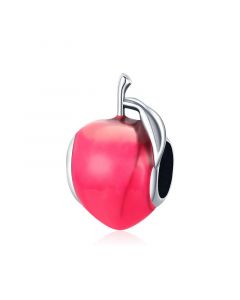 925 Sterling Silver Charms,Charms for Bracelet,Pink Enamel Peach Fruit Charm,Fit Pandora Charms,Charms for Pandora Bracelet